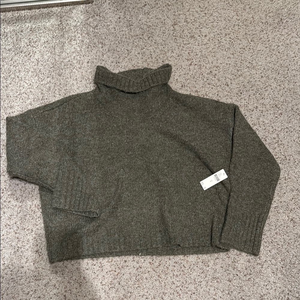 NWT Pilcro Green Chunky Knit Turtleneck Sweater